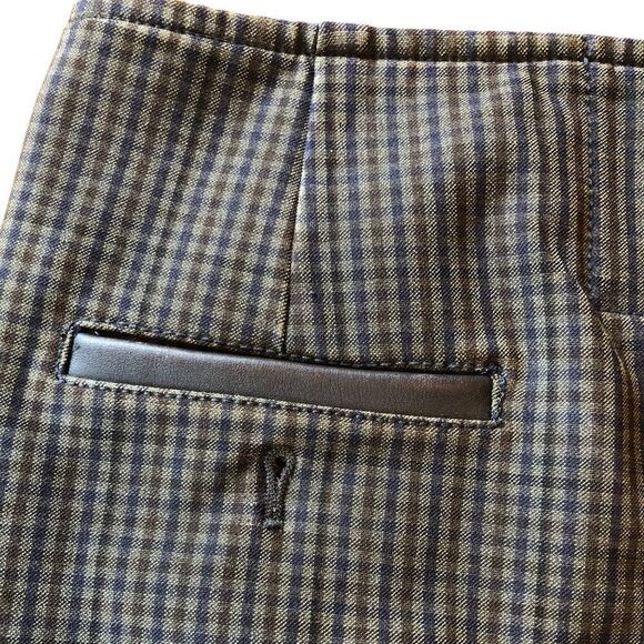 PRADA Plaid Skirt with Leather Trim Pockets EUC - Picture 8 of 14